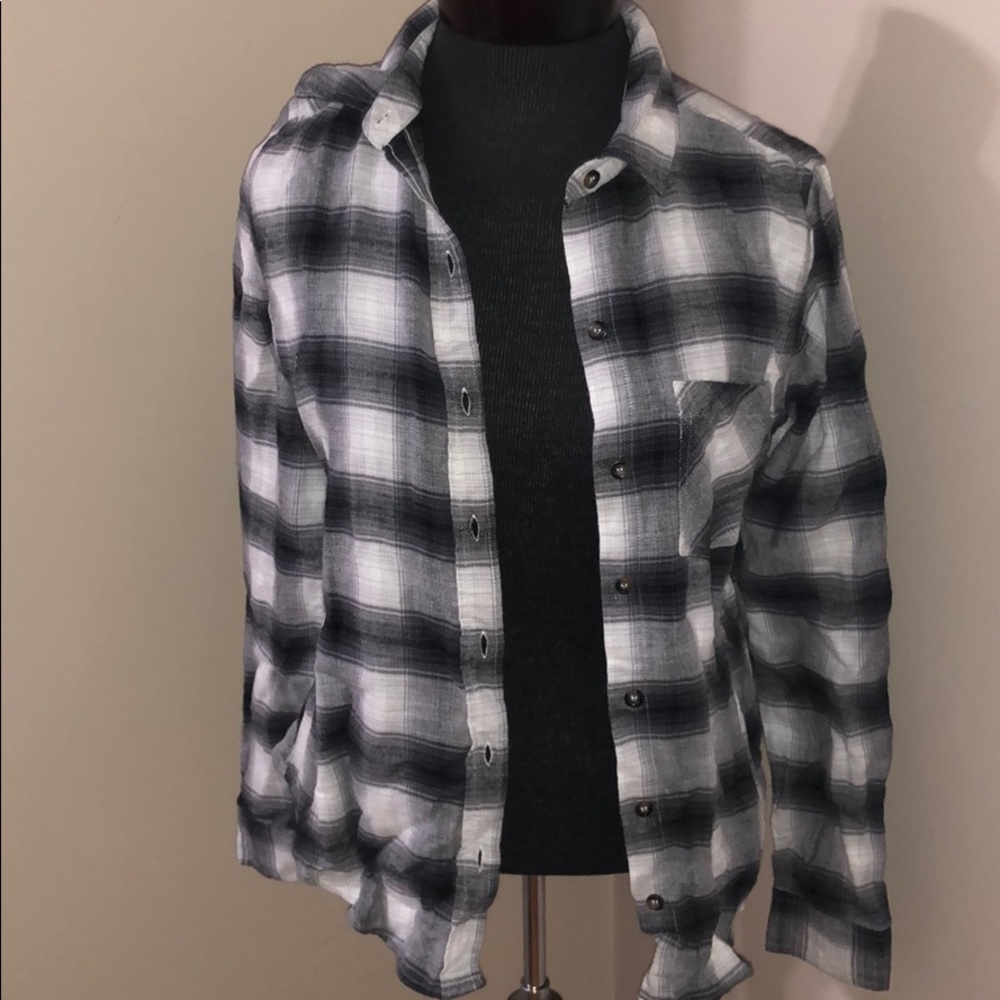 Black and white plaid button down